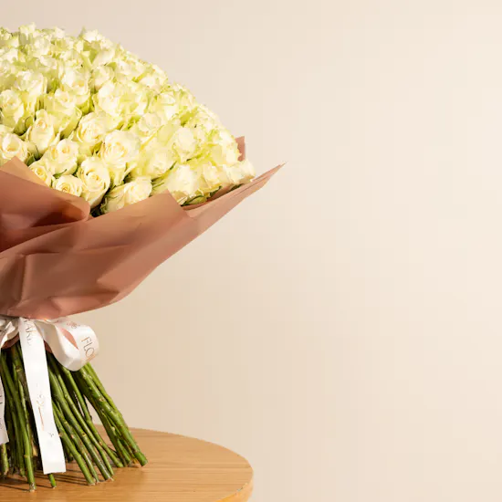 Stunning White Roses Bouquet | 150 Flowers