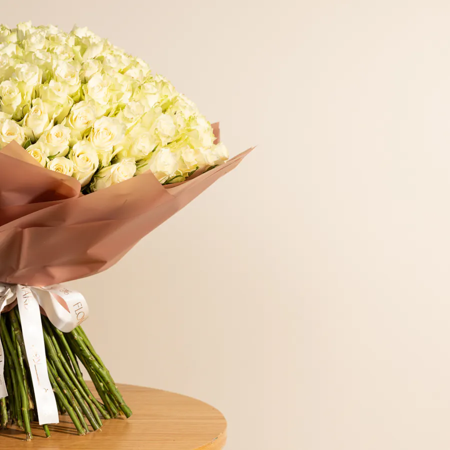 Stunning White Roses Bouquet | 150 Flowers  4