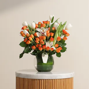 Vibrant Rose and Tulip Vase