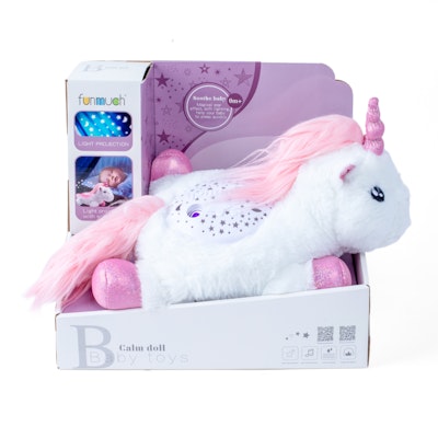 Furry Unicorn Plush Toy with Lights and Music for Kids