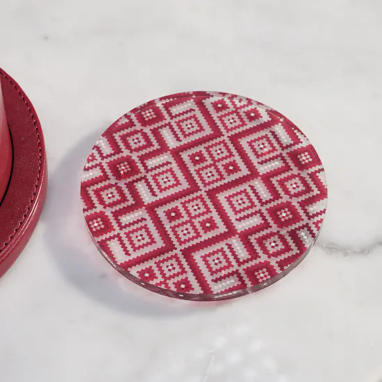 Dimlaj Darza Acrylic Coasters With Holder Set