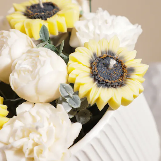 Melosa Candles Sunflower and Ivory Rose Vase