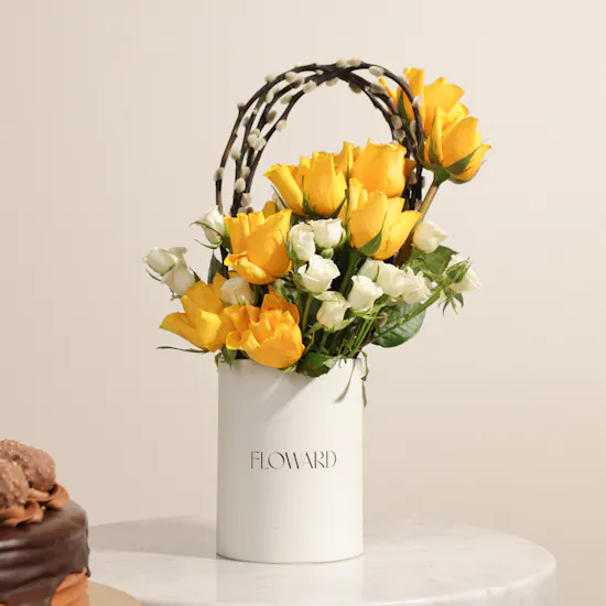 Helen's Bakery Cake | Springtime Delight Flowers Arrangement