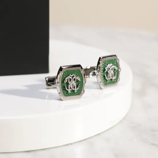 Roberto Cavalli Silver & Green Men's Cufflinks