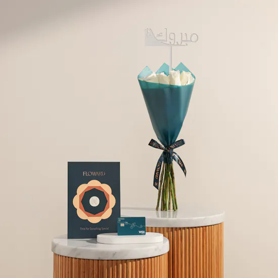 Floward Card 150 KWD | Purely Yours Roses Bouquet
