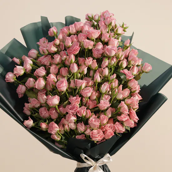 Heartfelt in Pink Baby Rose Bouquet | 50 Roses
