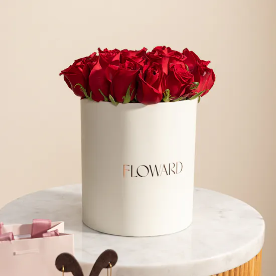 Hrh Pavé Safety Pin Earrings | Escada Magnetism Perfume for Women and Red Roses