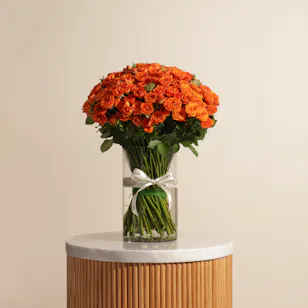 Orange Baby Roses Vase | 50 Flowers Orange Baby Roses Vase | 50 Flowers