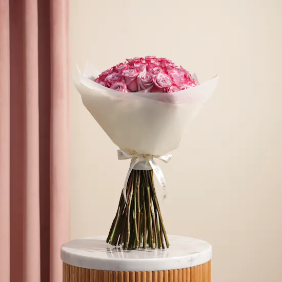 Aromatic Purple Roses Bouquet | 50 Roses