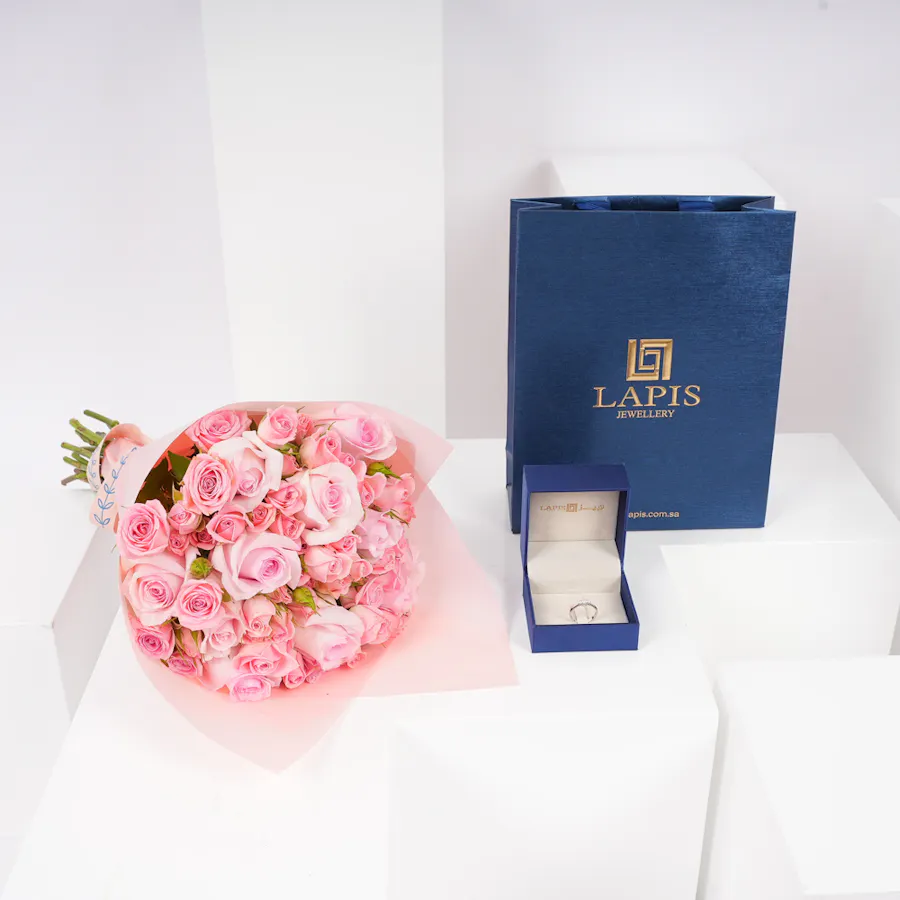 Lapis Diamond Ring | Flowers Bouquet  3