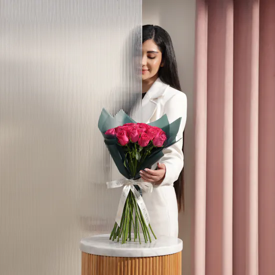 Spark of Joy Fuchsia Roses Bouquet