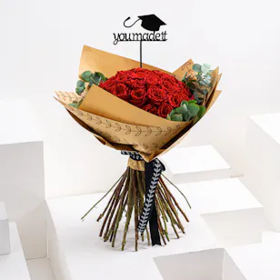 Graduation Roses | 50 Red Roses Hand Bouquet 