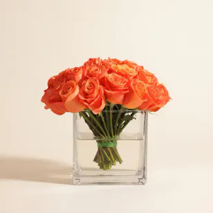 Orange Roses Vase | 35 Flowers
