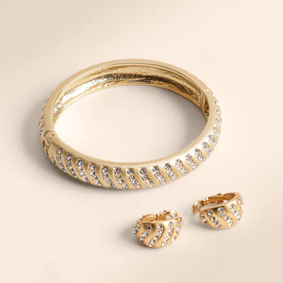 Lynyer Aurora Wave Women's Bangle and Earrings Set