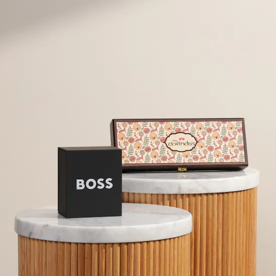 MyGovindas Rakhi Assorted Sweets Hamper | Hugo Boss Chronograph Men's Watch