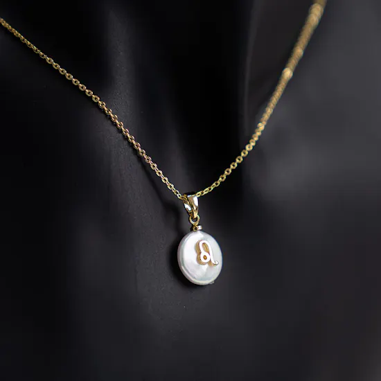 Leo Ash Couture Zodiac Necklace by Ash Couture | Gold Plated | Pearl
