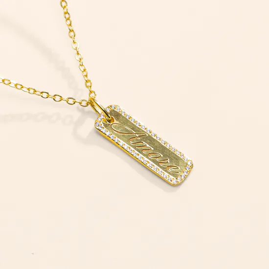 Hrh Amore Rectangular Gold Plated Women's Necklace
