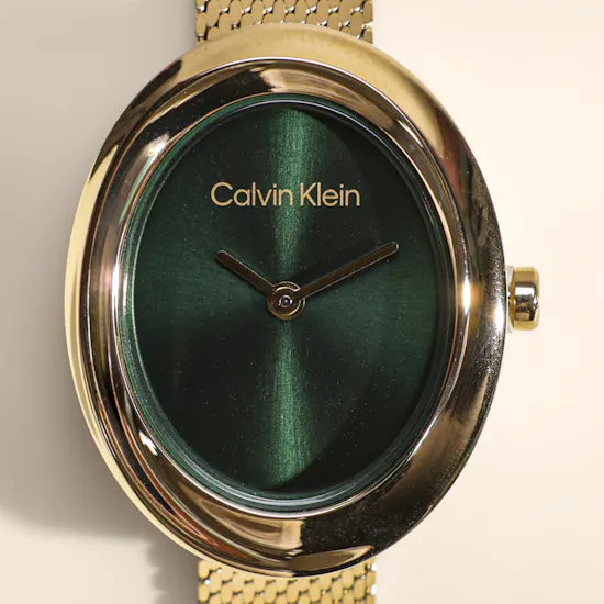 Calvin Klein Oval Twisted Bezel Mesh Women's Watch