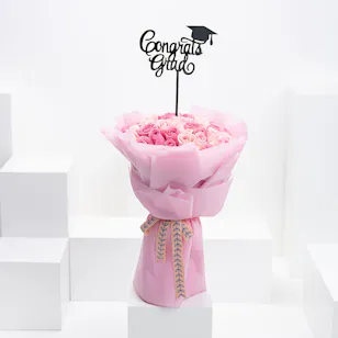 Graduation Bouquet | Pink Roses Graduation Bouquet | Pink Roses