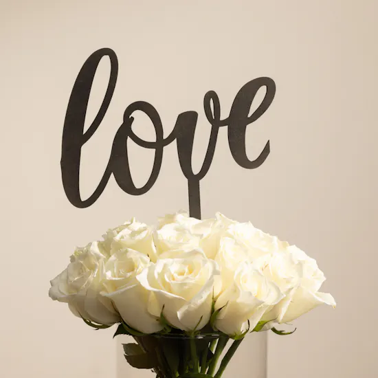 White Love Roses Vase
