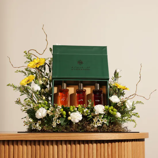 Atyab Bukannan Luxury Green Perfumes Box | Flowers