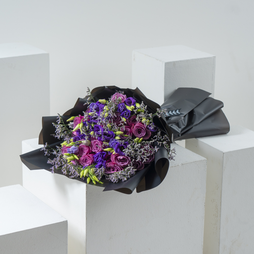 Purple Flowers | Black Wrap