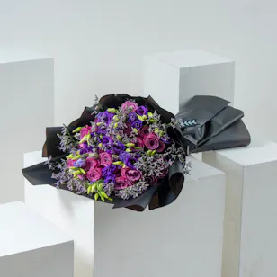 Purple Flowers | Black Wrap
