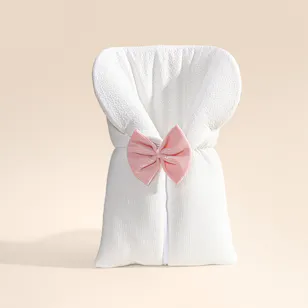 White & Grey White Bamboo Baby Sleeping Bag with Pink Bow White & Grey White Bamboo Baby Sleeping Bag with Pink Bow