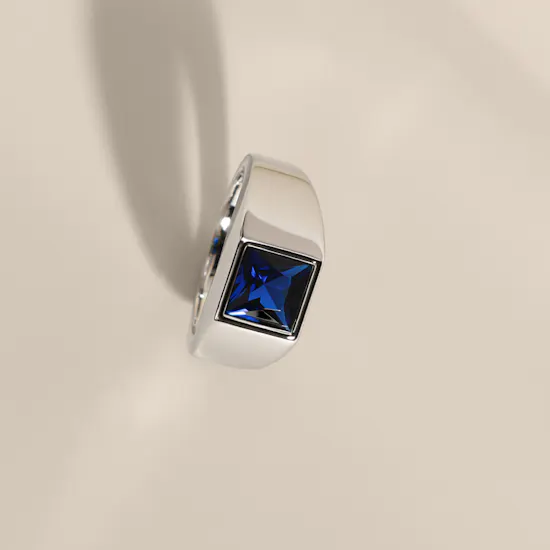 Floward Sapphire Monolith Silver Men's Ring | Size 9