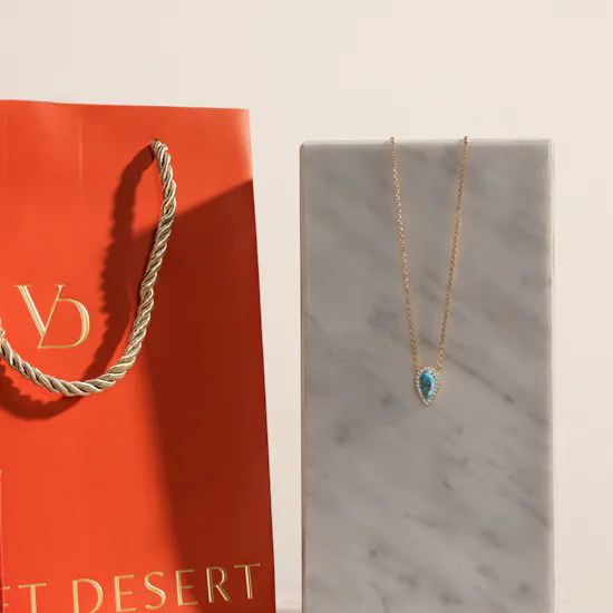 Velvet Desert Gold-plated Persian Turquoise Pendant Necklace