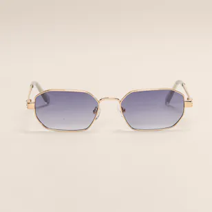 Le Specs Mythic Square Gold Dusty Blue Tint Unisex Sunglasses