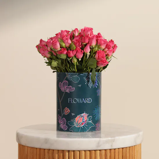 Fuchsia Muse Baby Rose Box | 25 Flowers