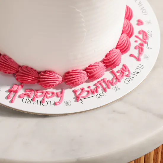 Floward Personalized Fuchsia and White Photo Cake