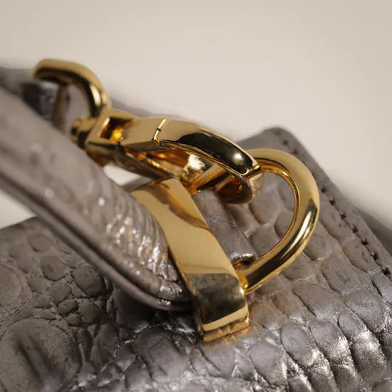 Rula Galayini Baby Vertigo Metallic Silver Croc-Print Women’s Bag