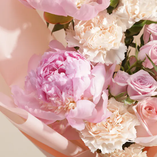 Blushing Delight Peony Flower Vase