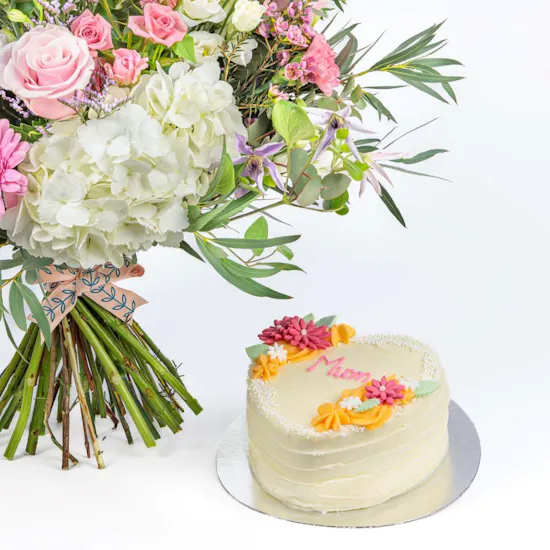Customisable Lemon & Raspberry Heart Cake | Blush Bouquet