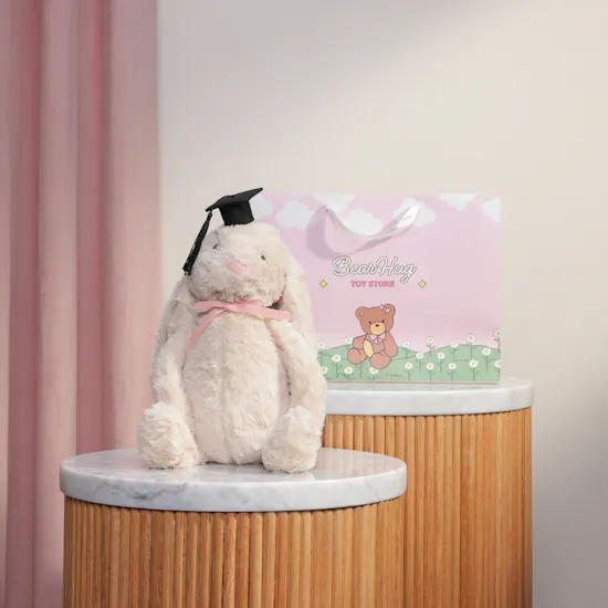 BearHug Caramel Graduation Bunny Toy