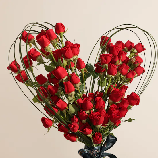 Royal Red Baby Rose Heart Bouquet