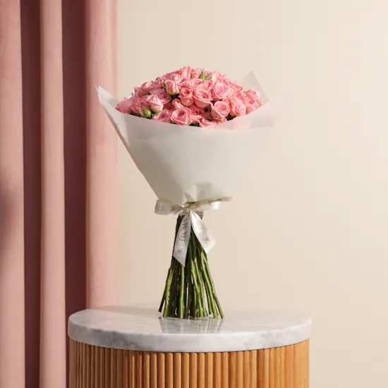 Graceful Pink Baby Roses Bouquet | 35 Flowers