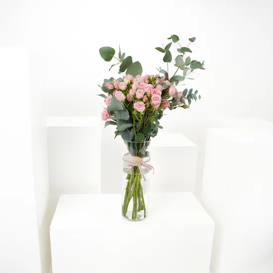 Pink Baby Roses | Glass Vase