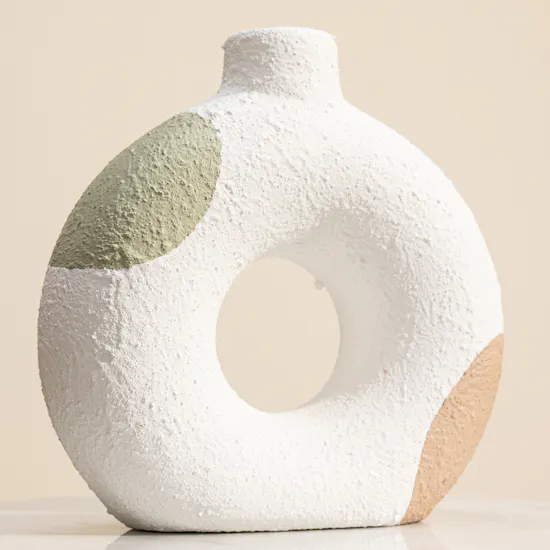 Nno Deux Beige and Green Vase