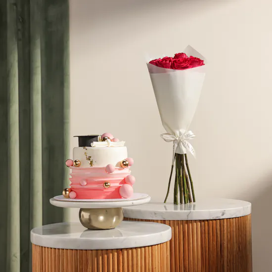Floward Pink Graduation Cake | Bright Triumphant Flower