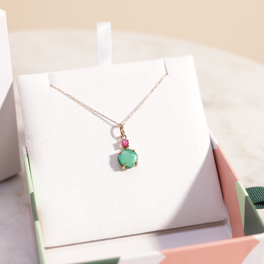 Miss L by L'azurde Green Stone Drops Necklace