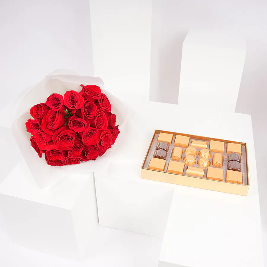 Bostani Green Leathered Small Box  | Red Roses 6