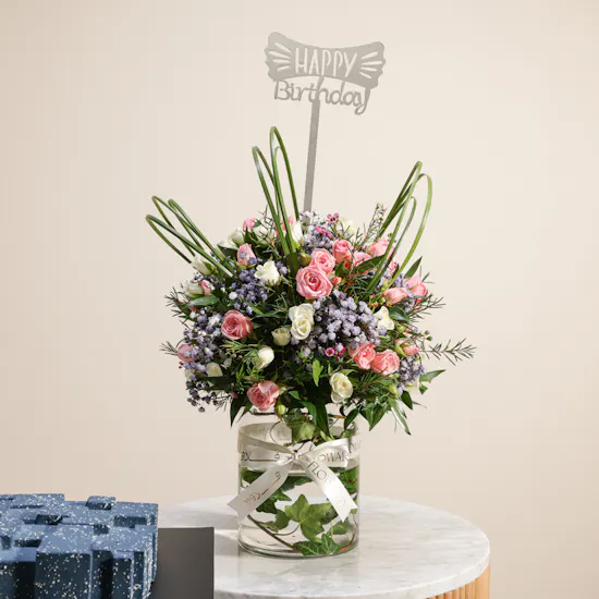Dinara Kasko Cookies Squares Cake | Festive Birthday Flower Vase
