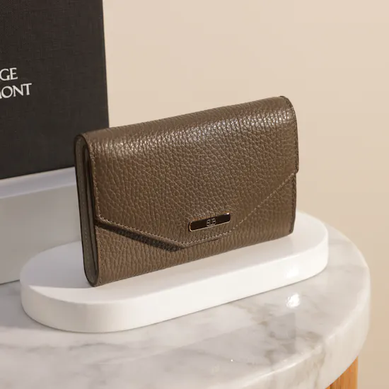 Lalage Beaumont Caribou Taupe Leather Women's Wallet