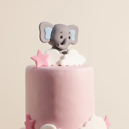 December Cake Elephant Two-Tier Pink Birthday Cake
