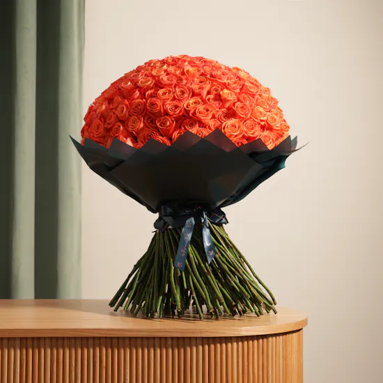 Orange Roses Bouquet | 250 Flowers
