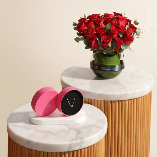 Tous My Other Half Short Two-Tone Heart Necklace | Tender Feeling's Flowers Vase