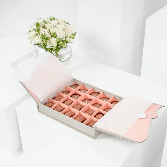 Floward Small Mixed Chocolate Box | White Roses Vase